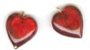 2 17x16x5mm Red with Foil Lampwork Heart Pendant 